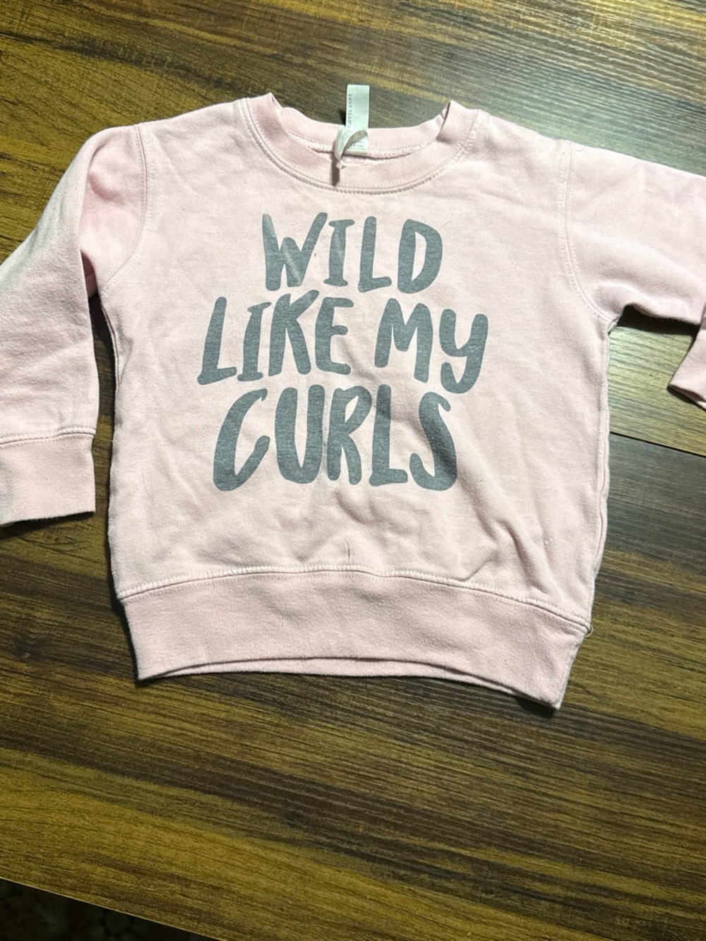 Rabbit Skins Light Pink "Wild Like My Curls" Kids Sweatshirt